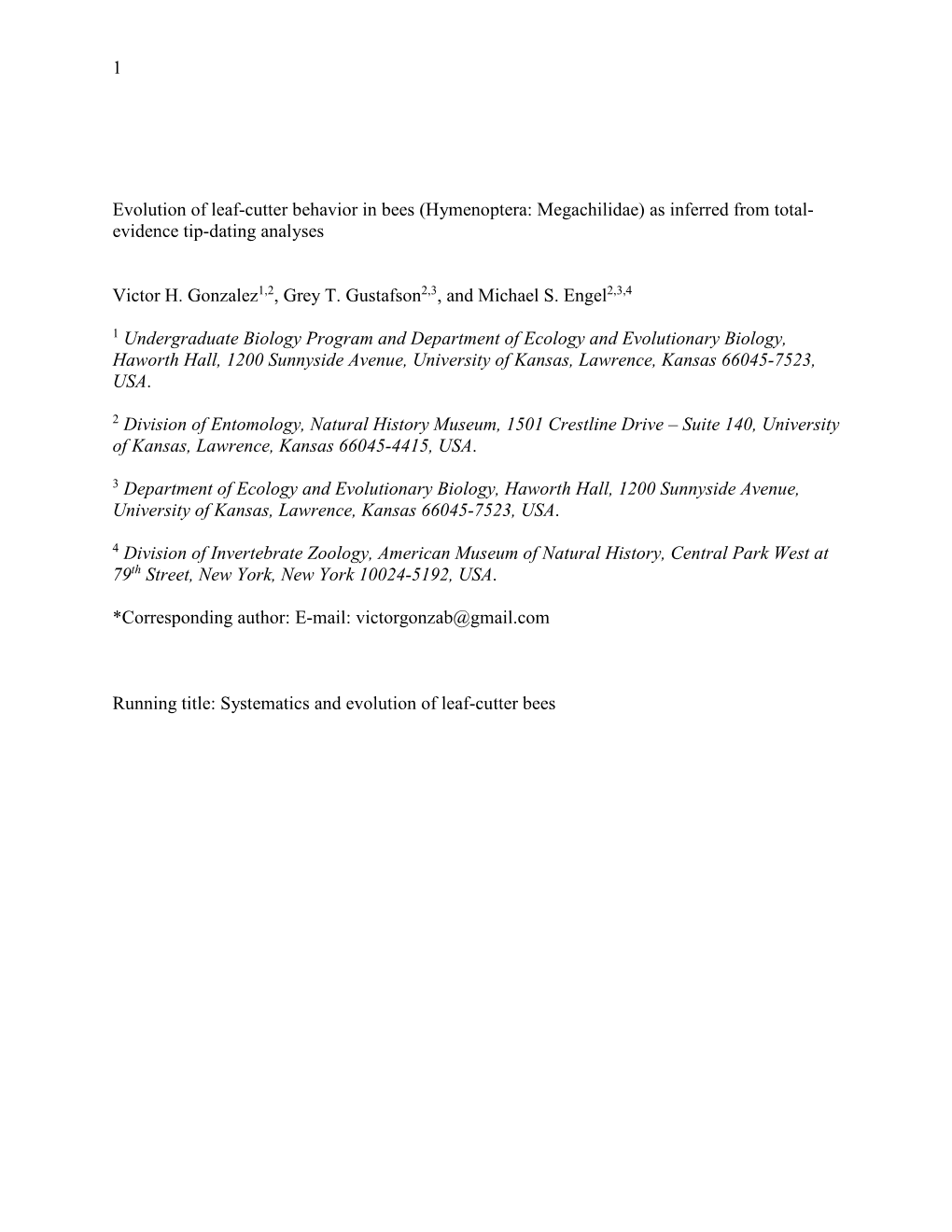 Hymenoptera: Megachilidae) As Inferred from Total- Evidence Tip-Dating Analyses