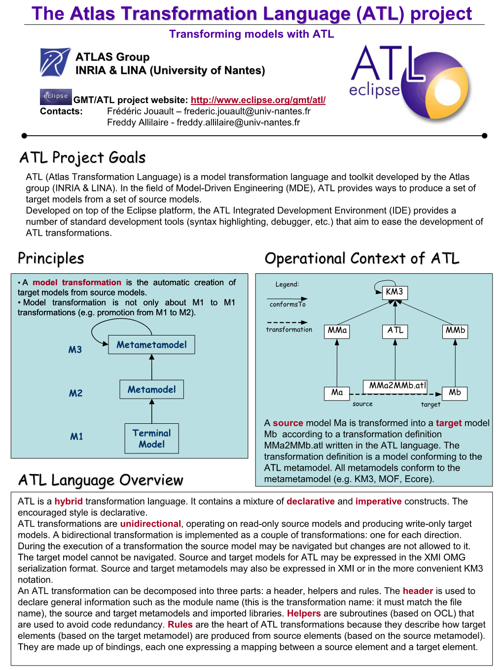 The Atlas Transformation Language Atlas Transformation