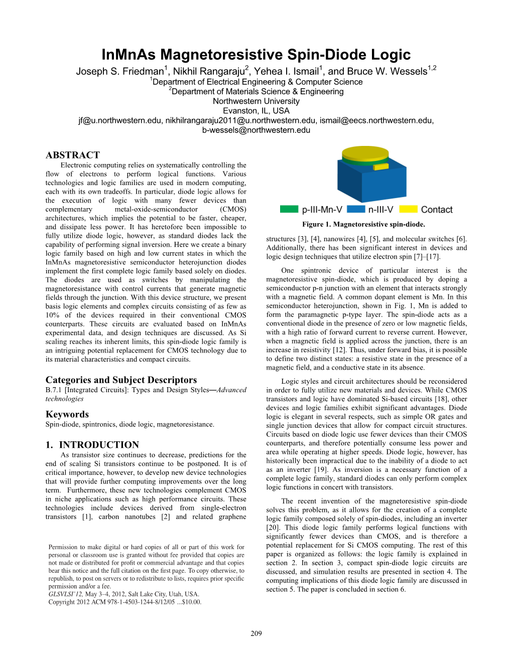 Inmnas Magnetoresistive Spin-Diode Logic Joseph S