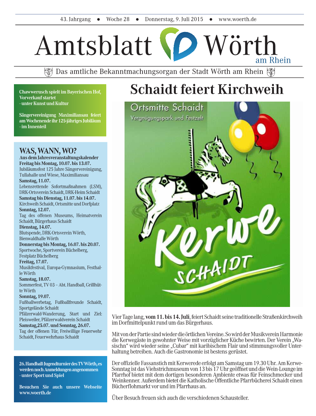 Amtsblatt Wörtham Rhein Das Amtliche Bekanntmachungsorgan Der Stadt Wörth Am Rhein