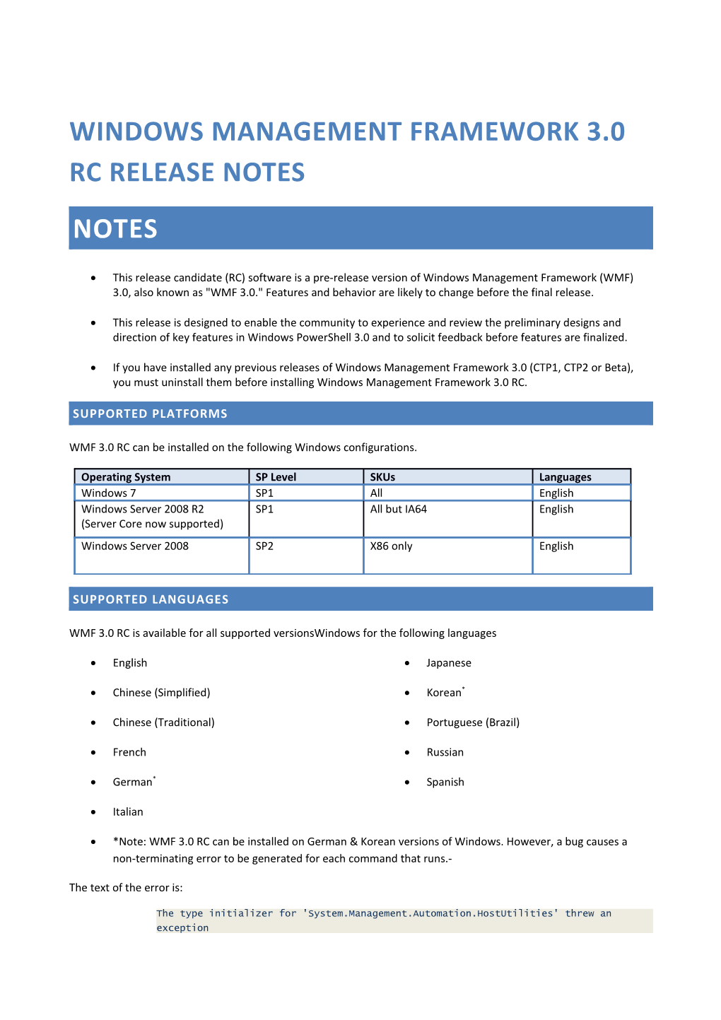 Windows Management Framework 3.0 RC Release Notes