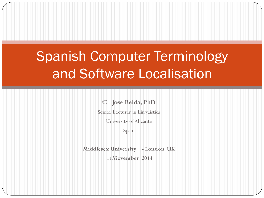 Spanish Computer Terminology and Software Localisation
