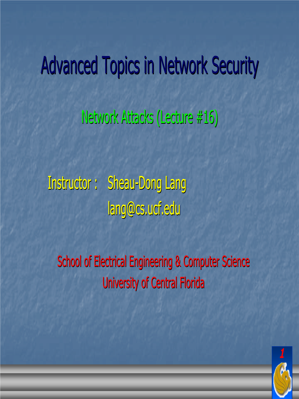 Advanced Topics in Network Security