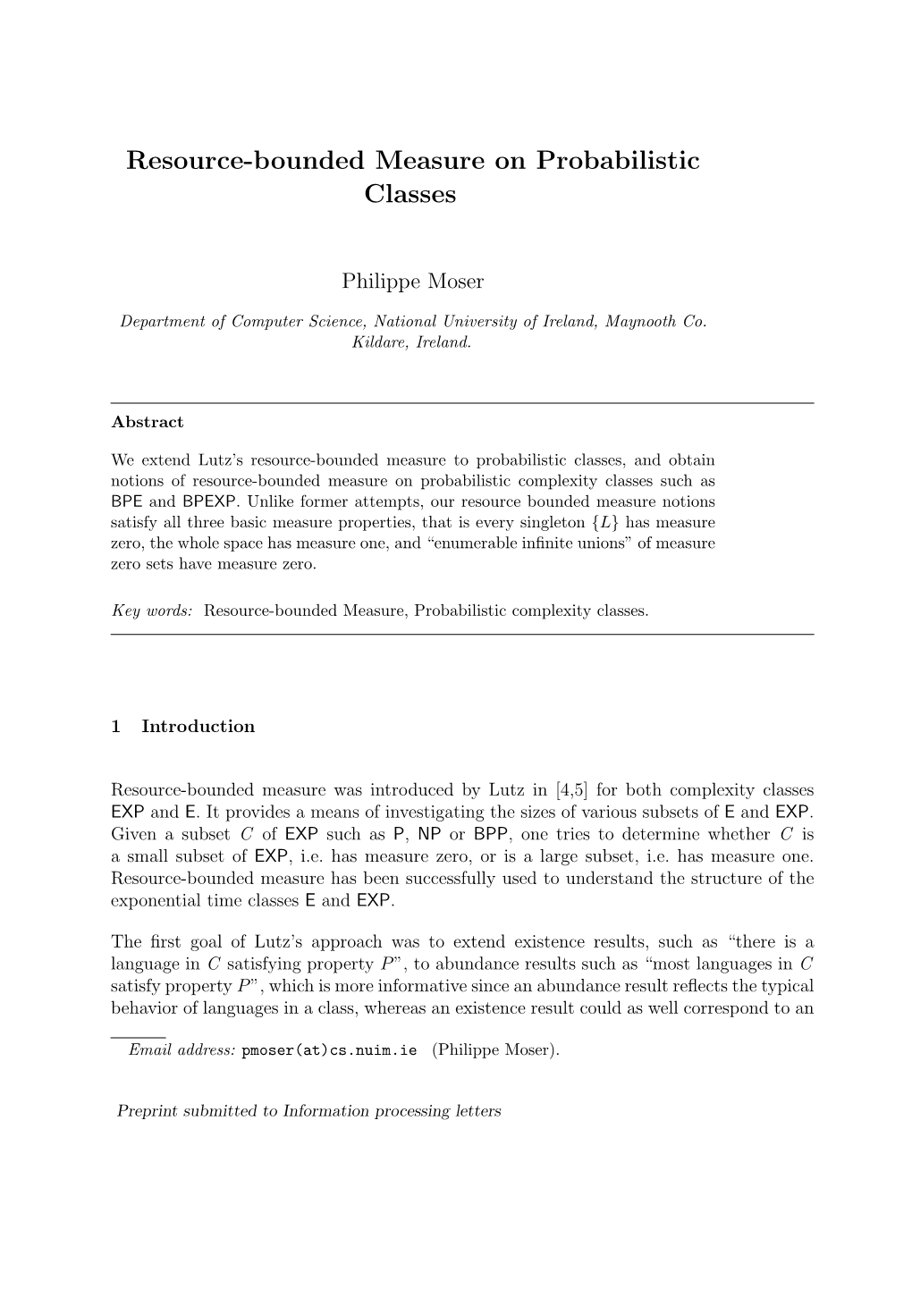 Resource-Bounded Measure on Probabilistic Classes