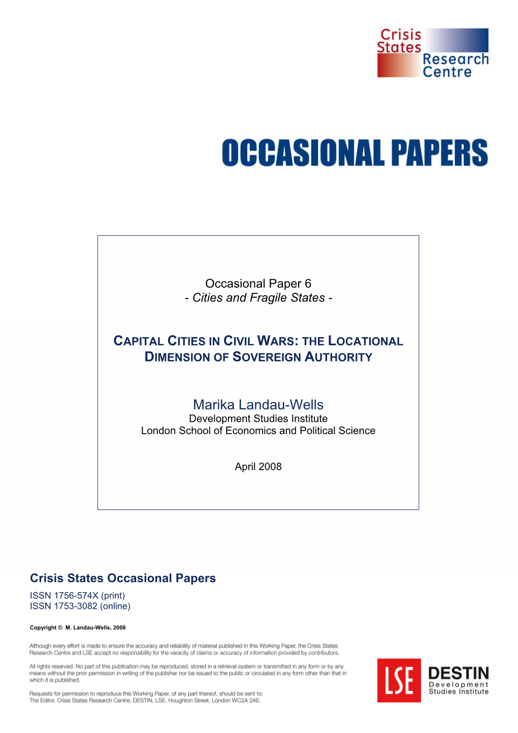 Capital Cities in Civil Wars: the Locational Dimension of Sovereign Authority