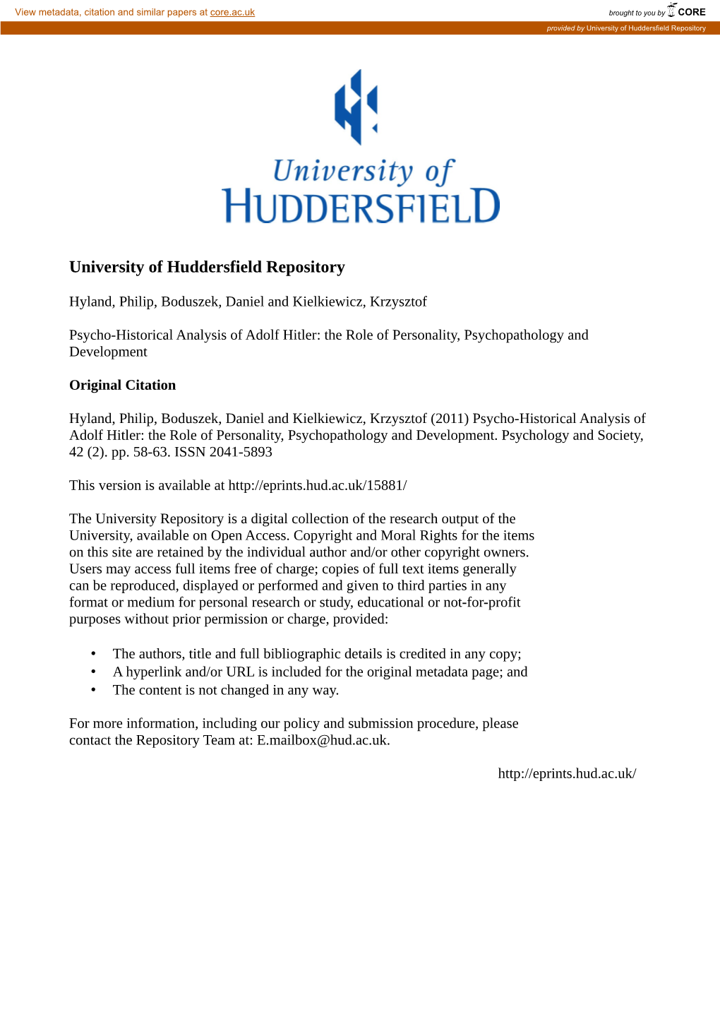 University of Huddersfield Repository