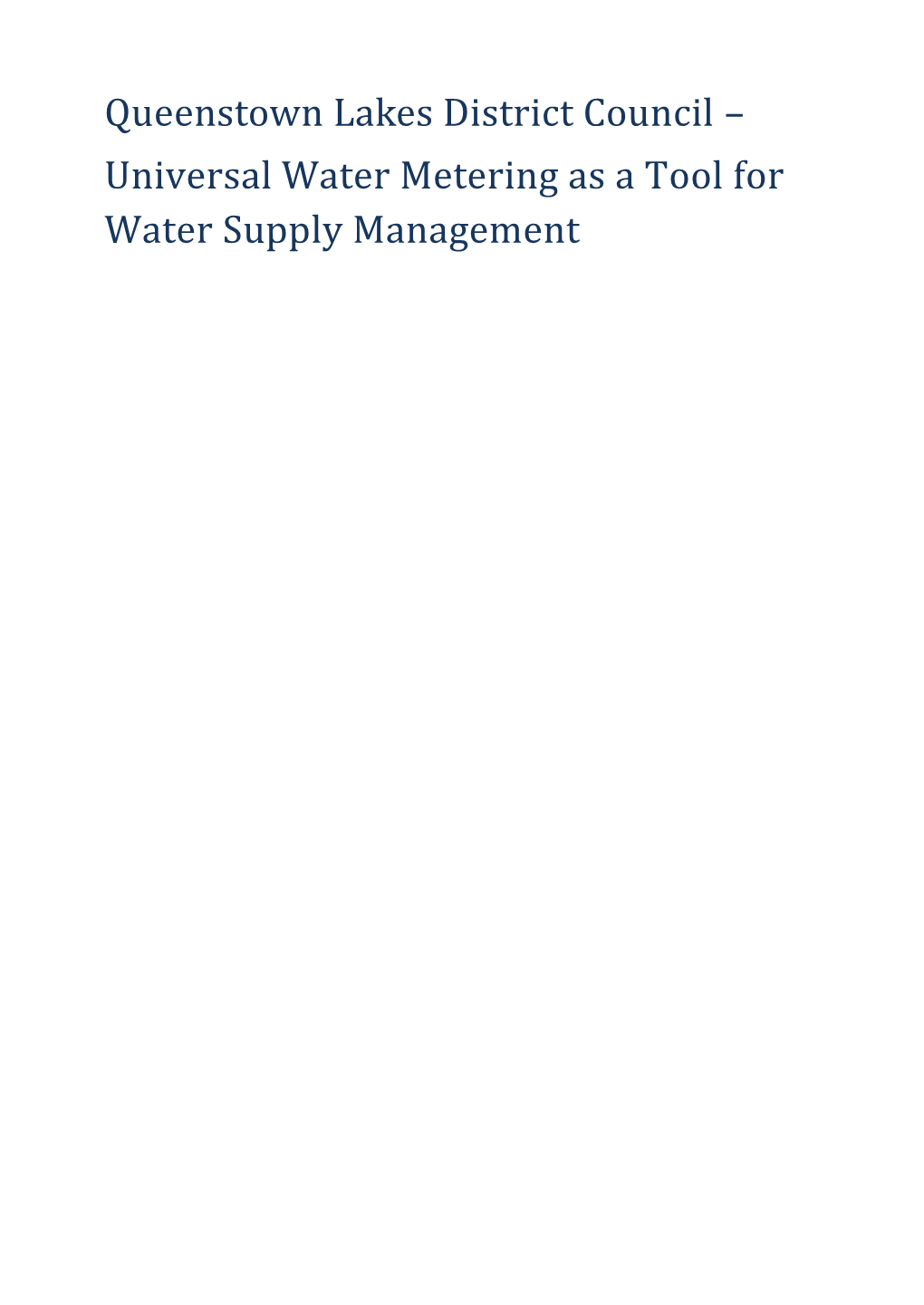 Universal Water Metering As a Tool for Water Supply Management 2