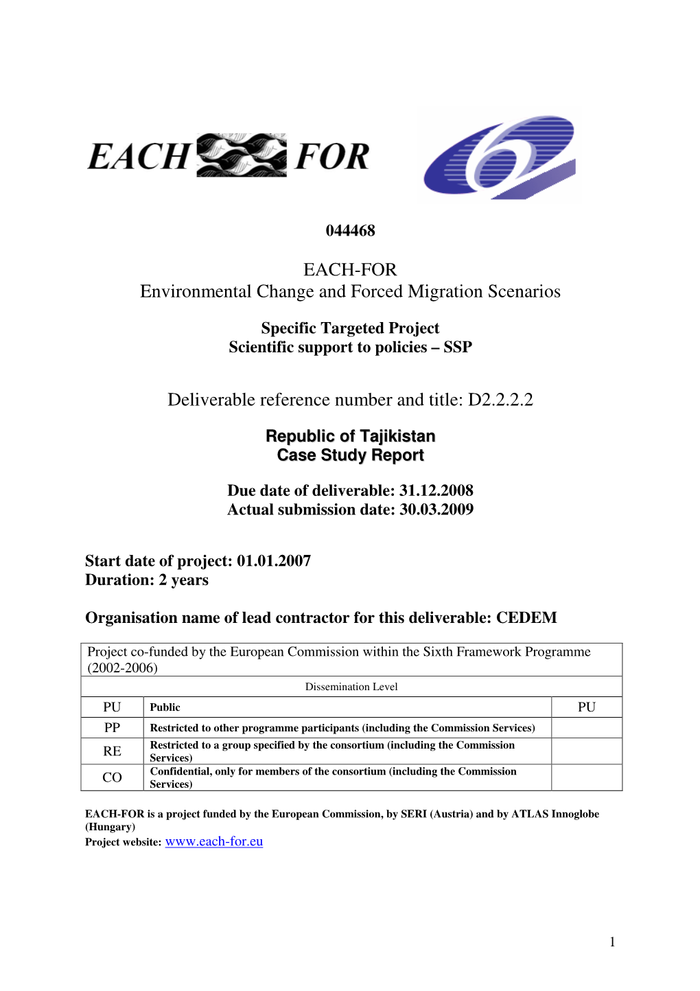 EACH-FOR Environmental Change and Forced Migration Scenarios