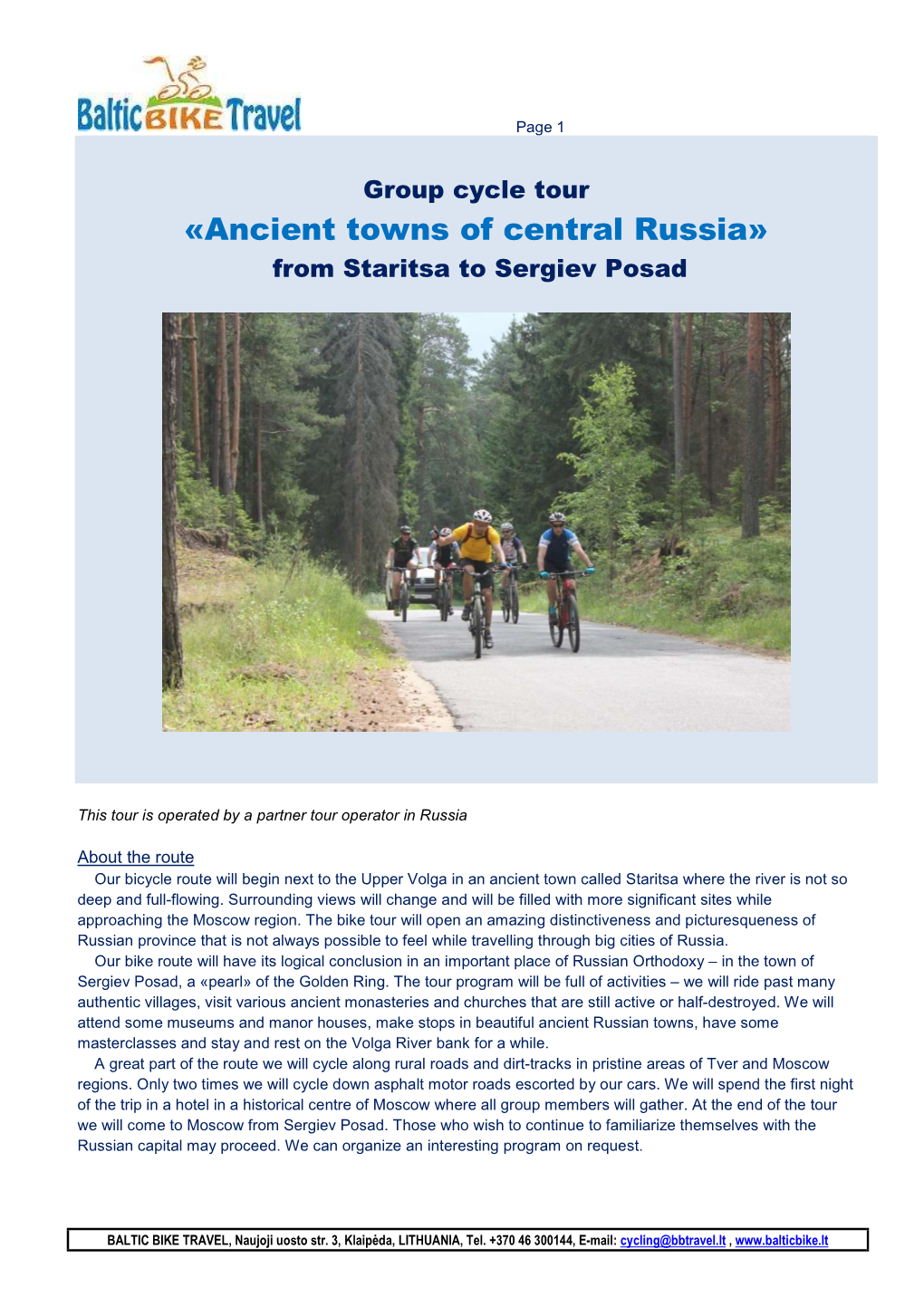 «Ancient Towns of Central Russia» from Staritsa to Sergiev Posad