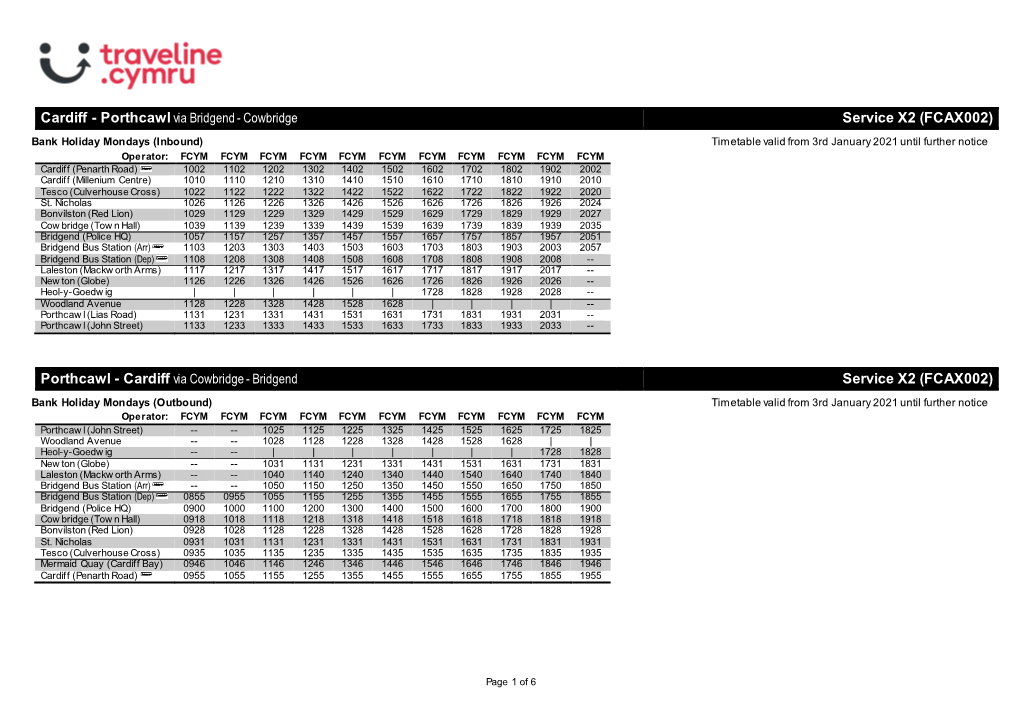 Timetable 0X2FCA1