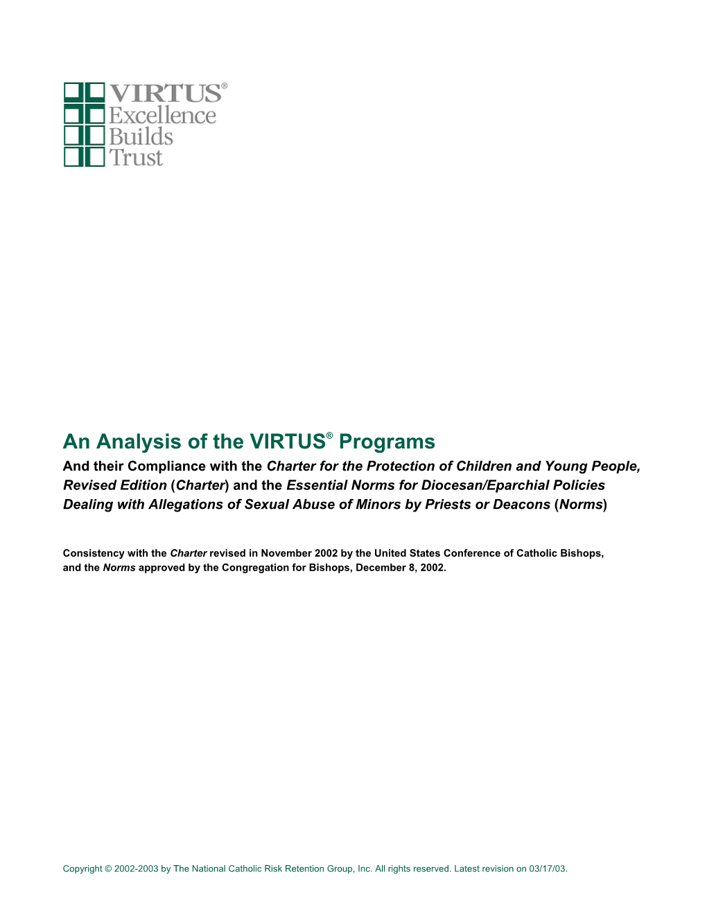 An Analysis of the VIRTUS® Programs