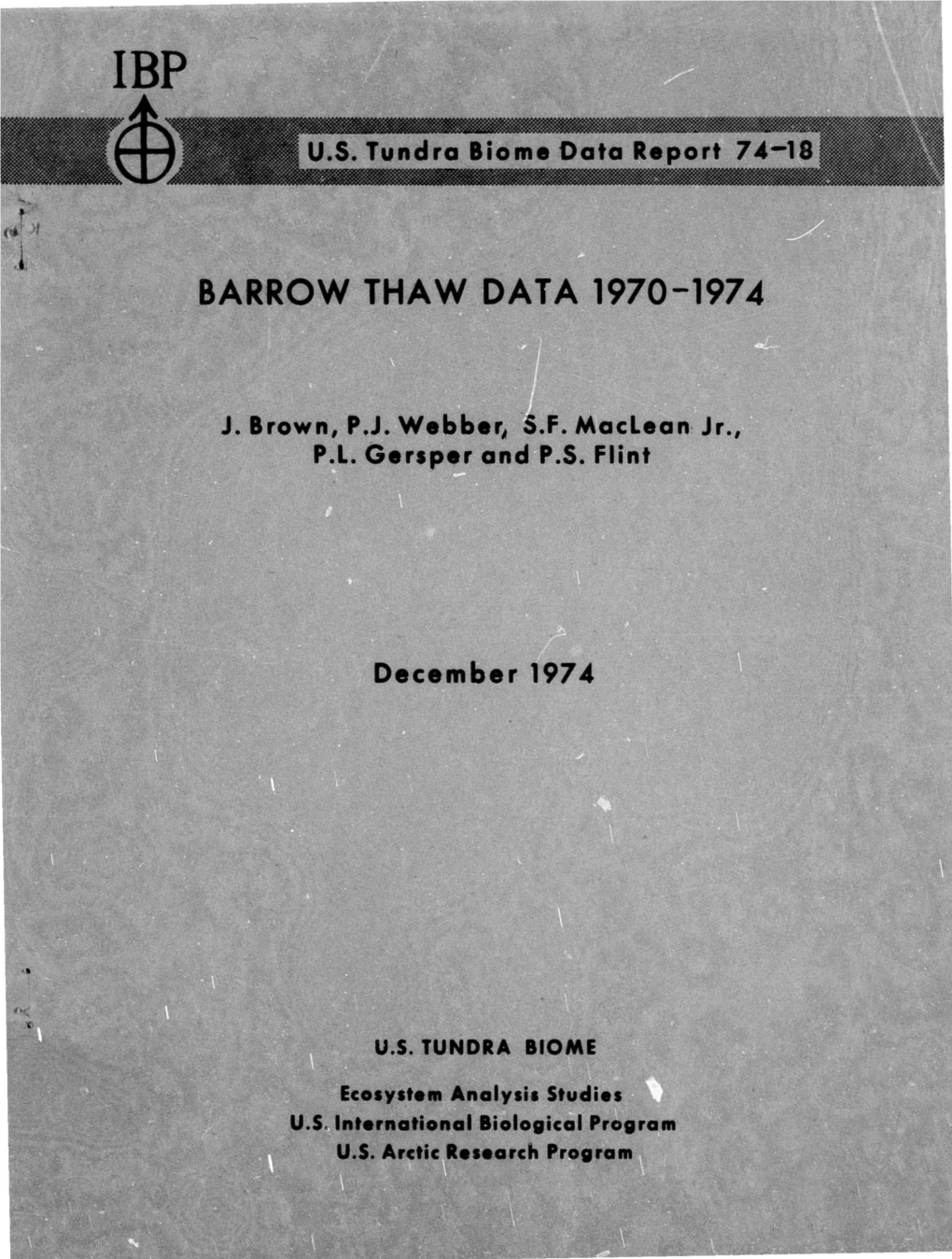 Barrow Thaw Data 1970-1974