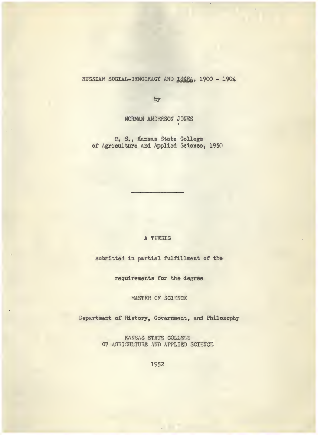 Russian Social-Democracy and Iskra, 1900-1904