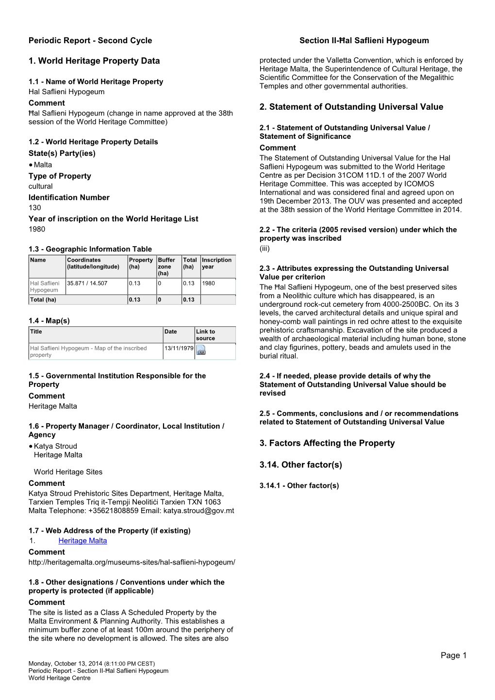 Periodic Reporting Cycle 2, Section II