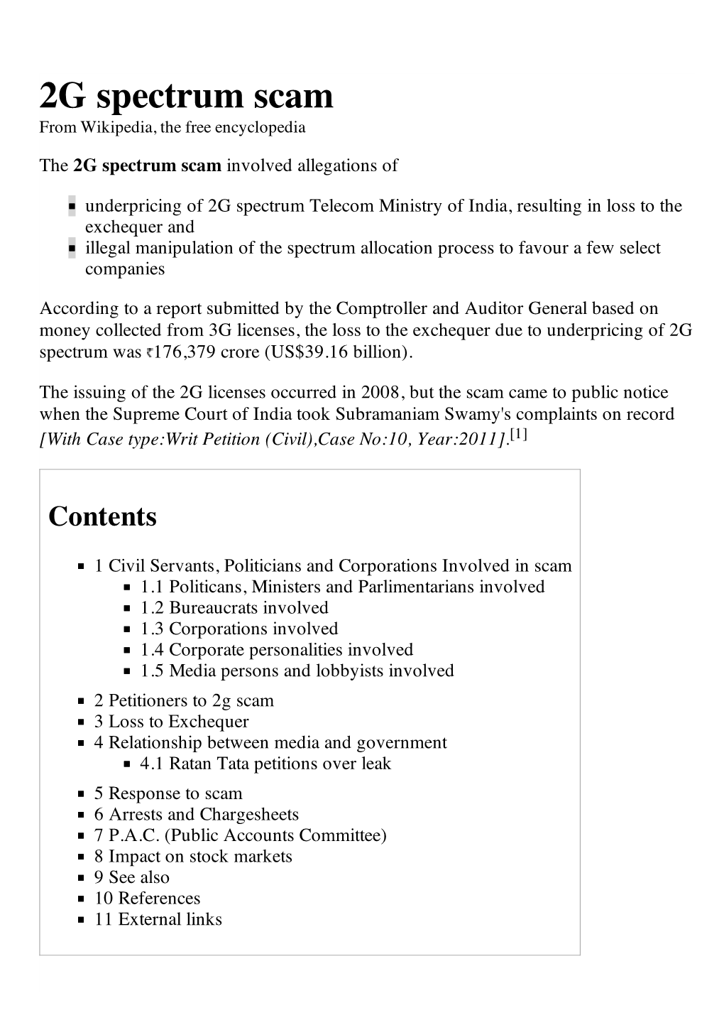 2G Spectrum Scam from Wikipedia, the Free Encyclopedia