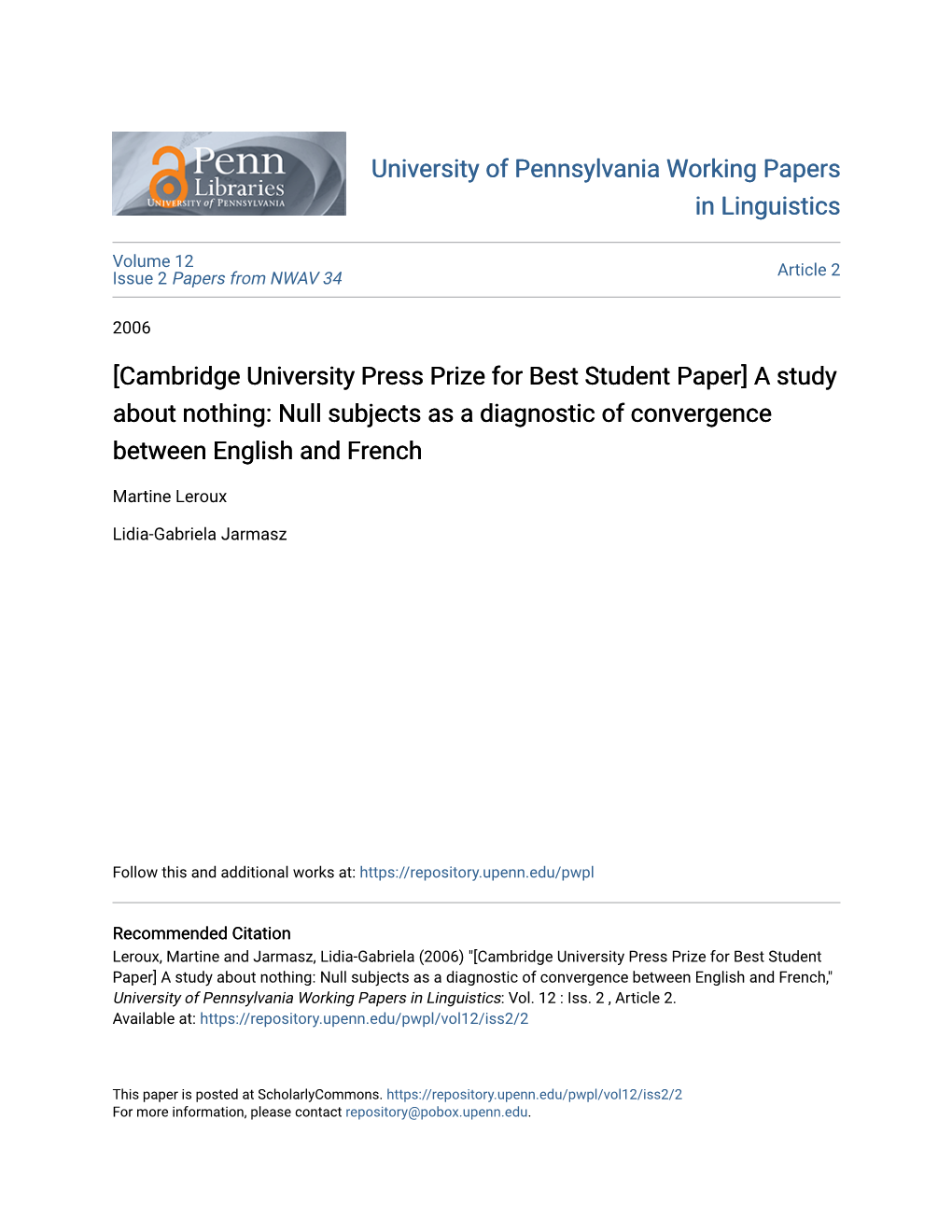 Null Subjects As a Diagnostic of Convergence Between English and French