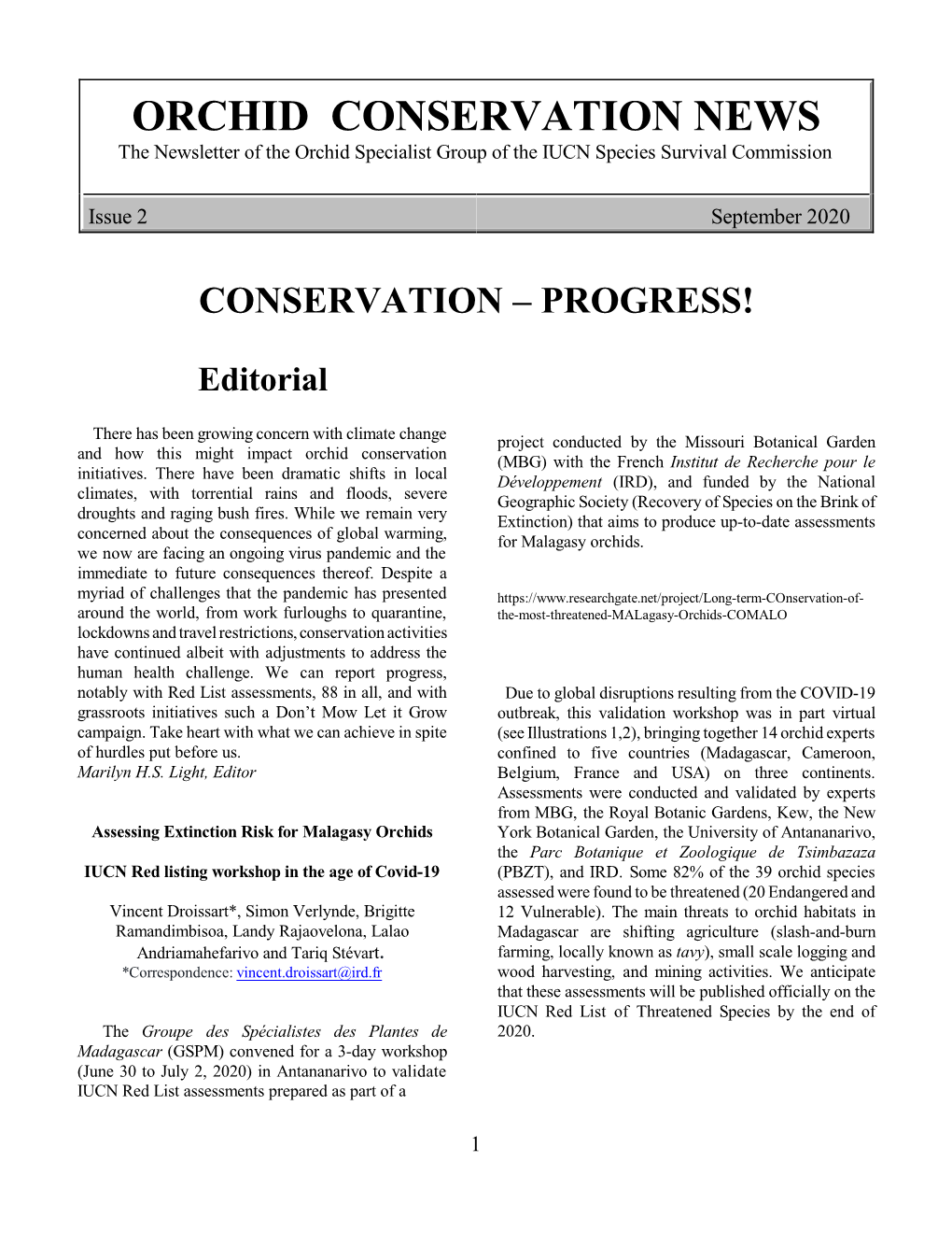 Orchid Conservation News September 2020
