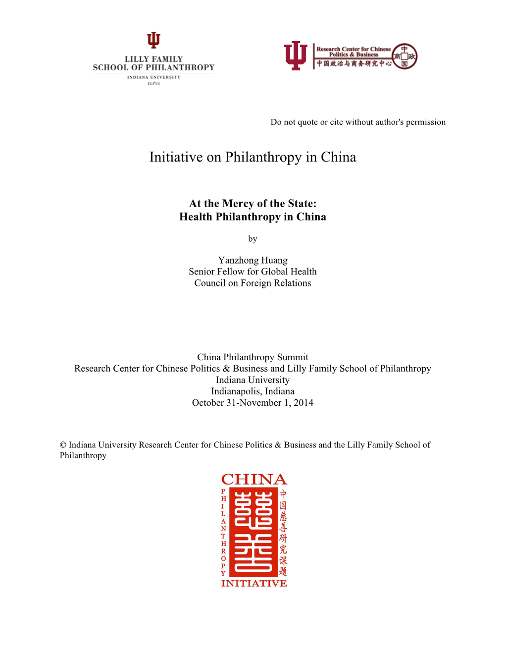 Initiative on Philanthropy in China