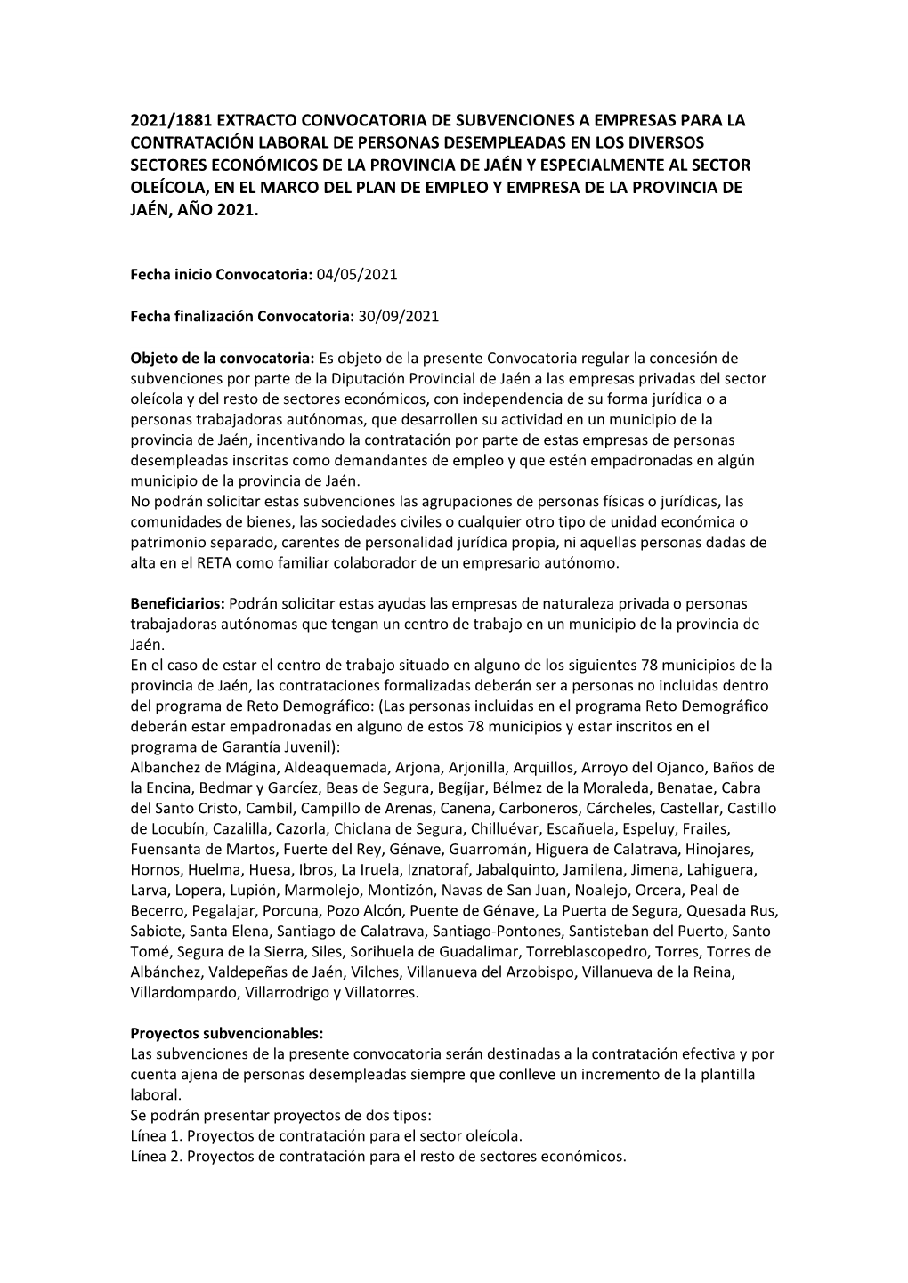 2021/1881 Extracto Convocatoria De