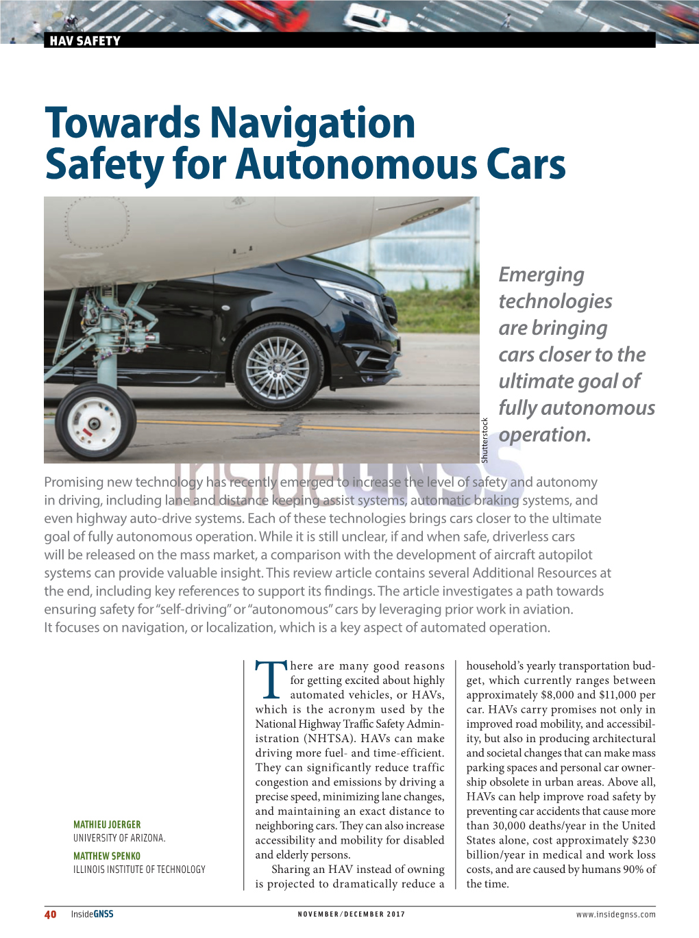 Towards Navigation Safety for Autonomous Cars