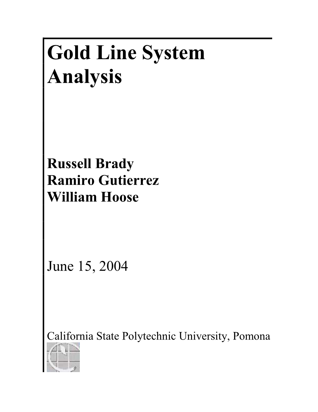 Gold Line System Analysis