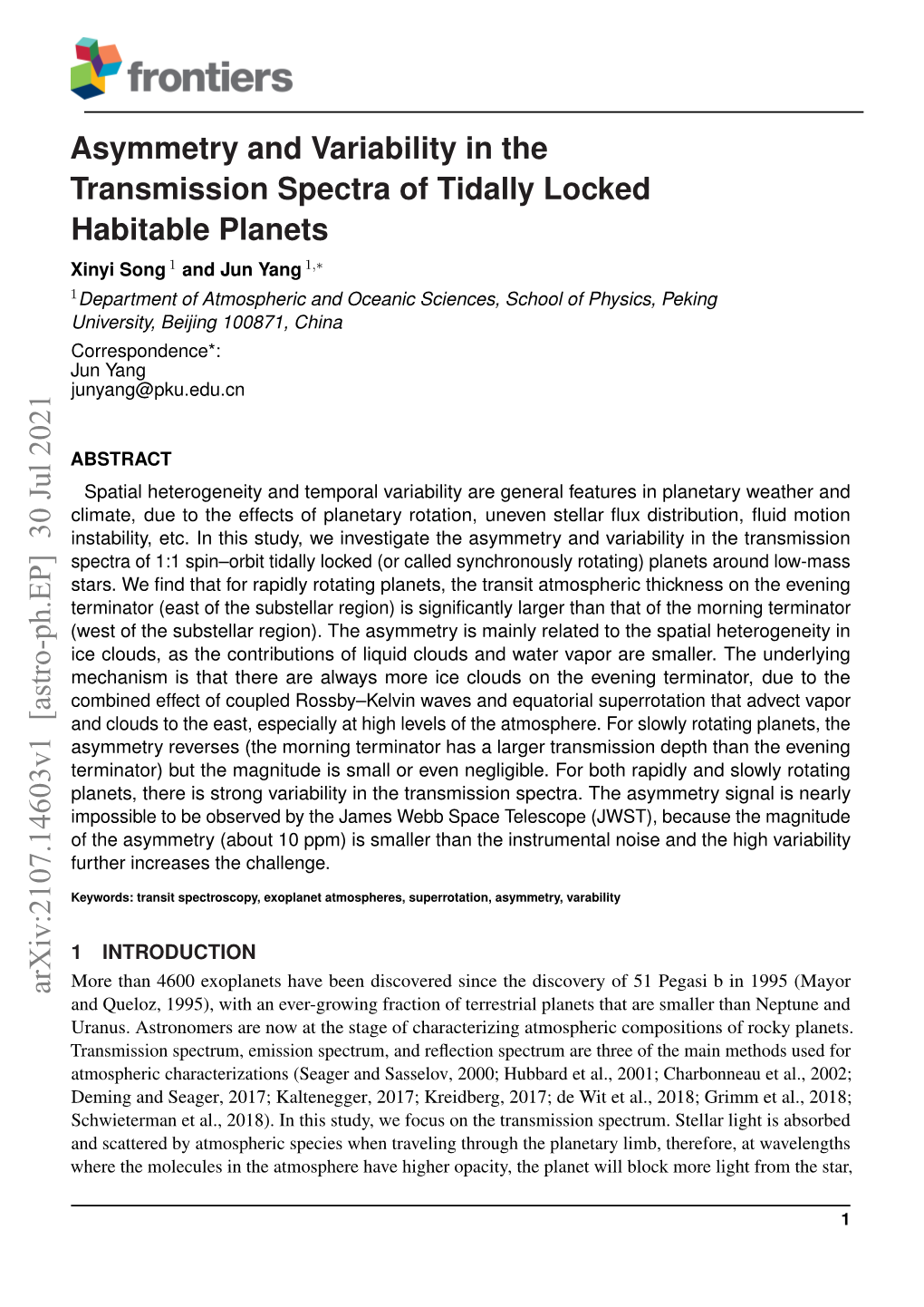 Asymmetry and Variability in the Transmission Spectra of Tidally