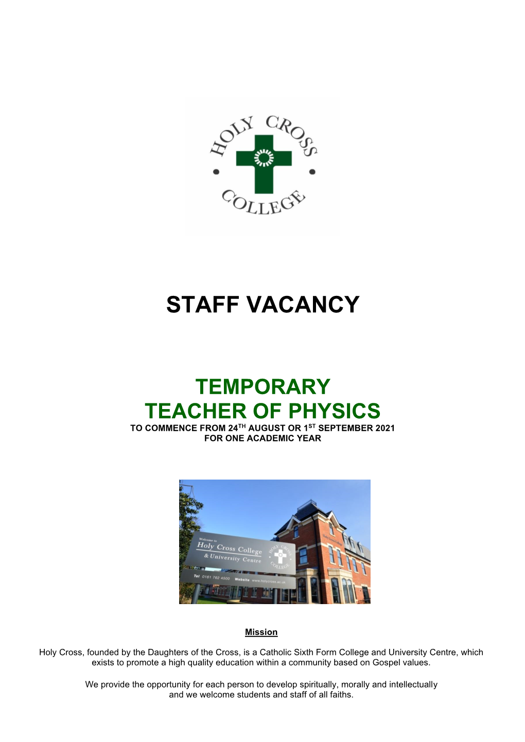 Staff Vacancy