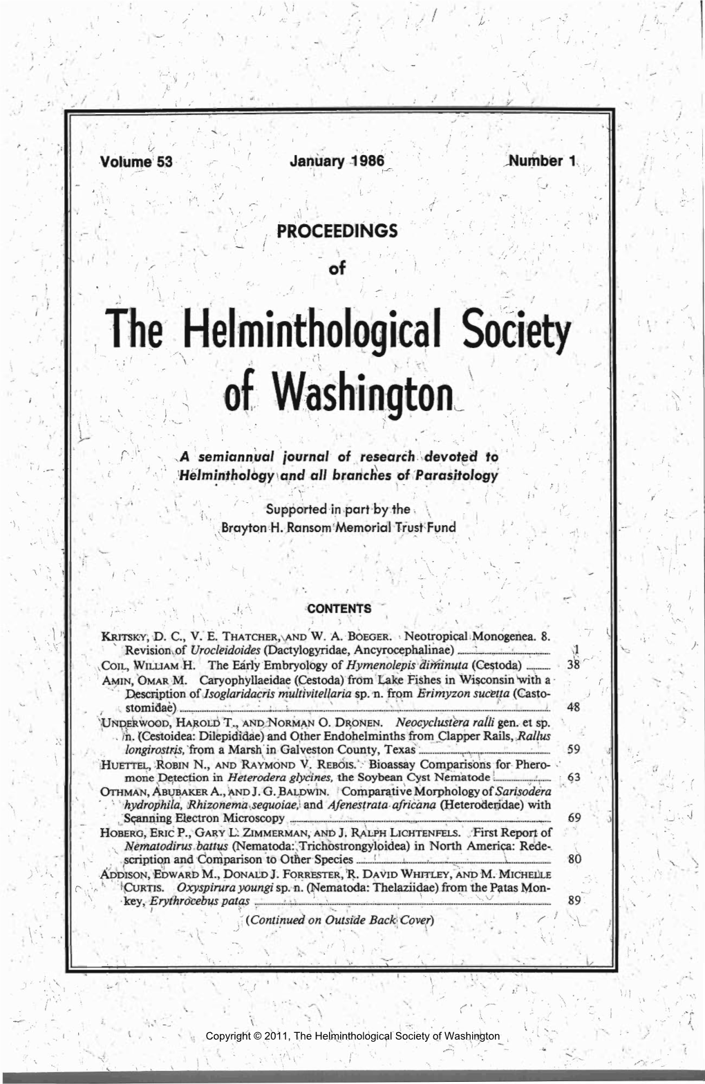 The Helminthological Society On