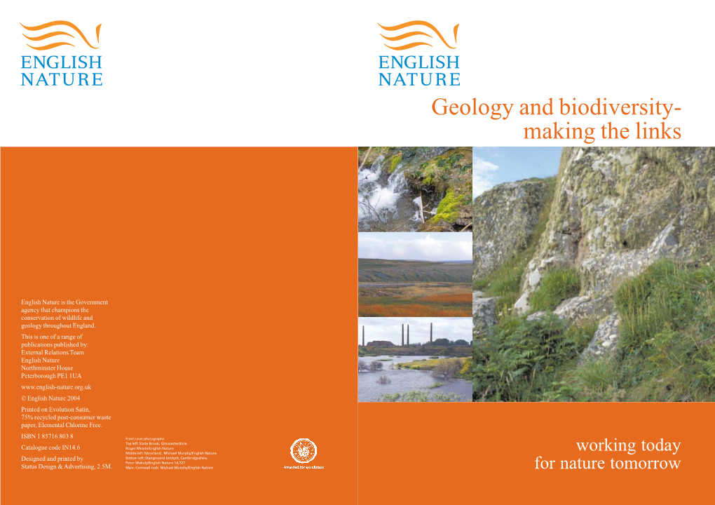 Geology and Biodiversity- Making the Links