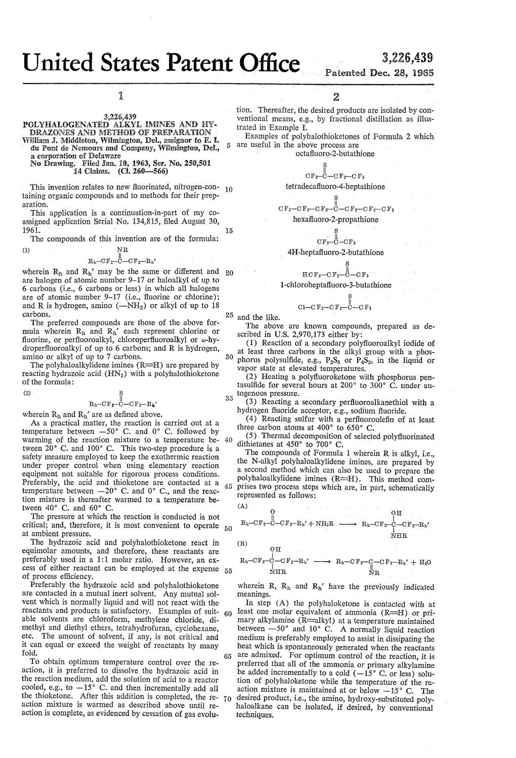 United States Patent Office Patented Dec