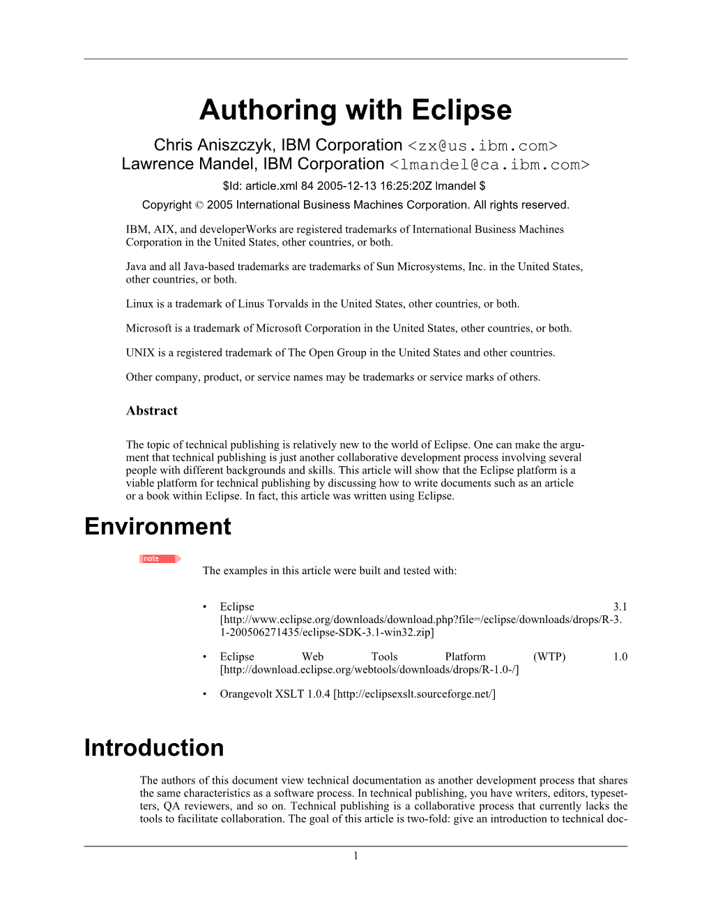 Authoring with Eclipse