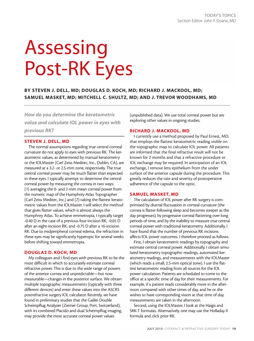 Assessing Post-RK Eyes