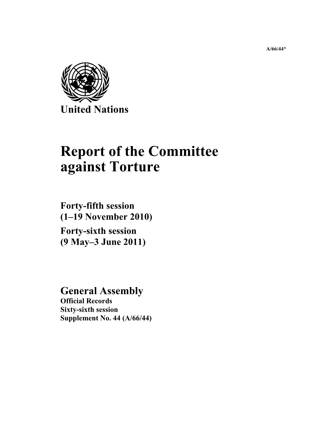 Report of the Committee Against Torture