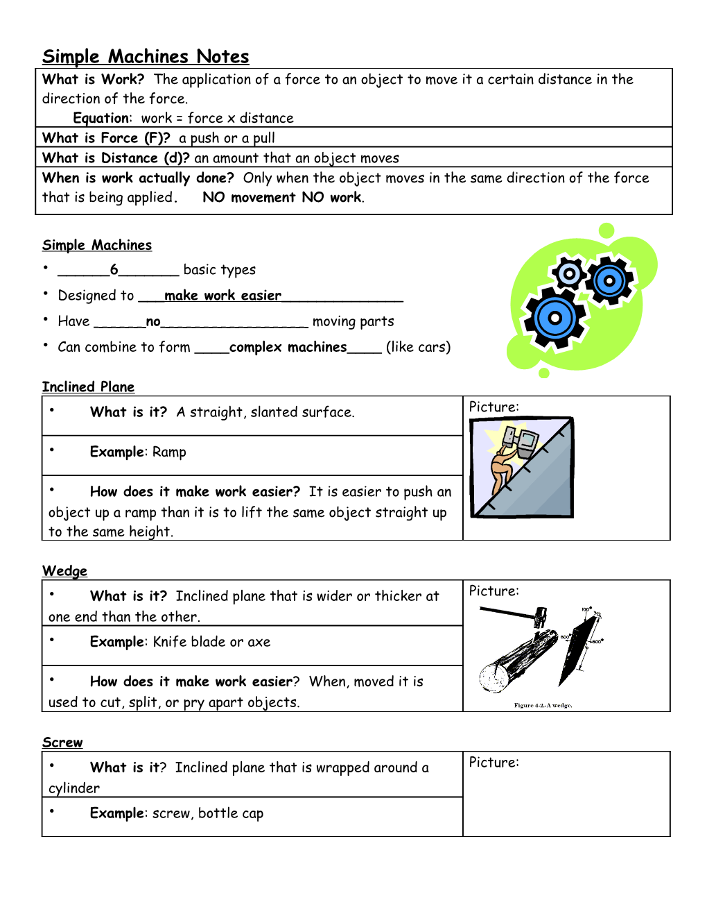 Simple Machines Notes