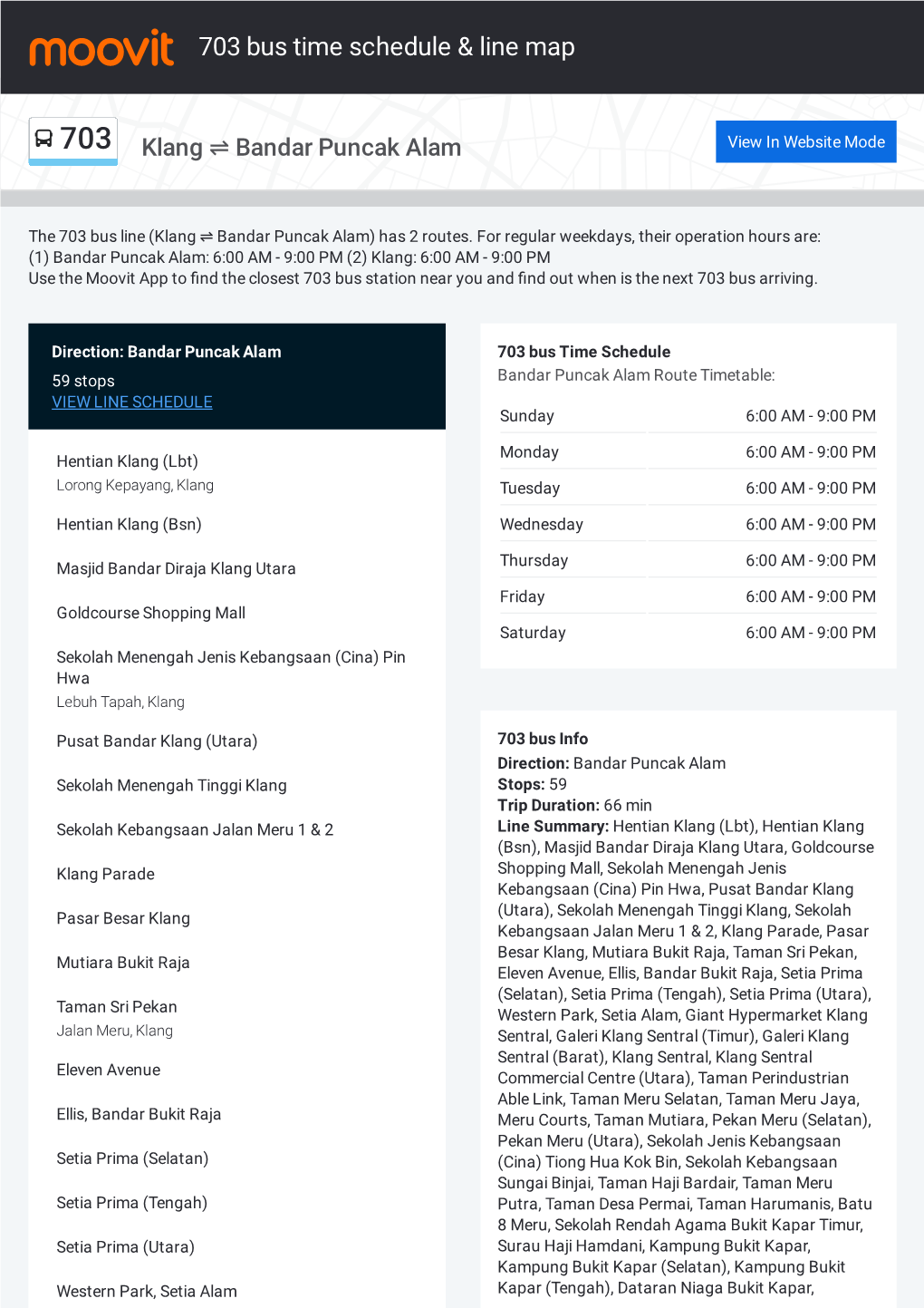 703 Bus Time Schedule & Line Route