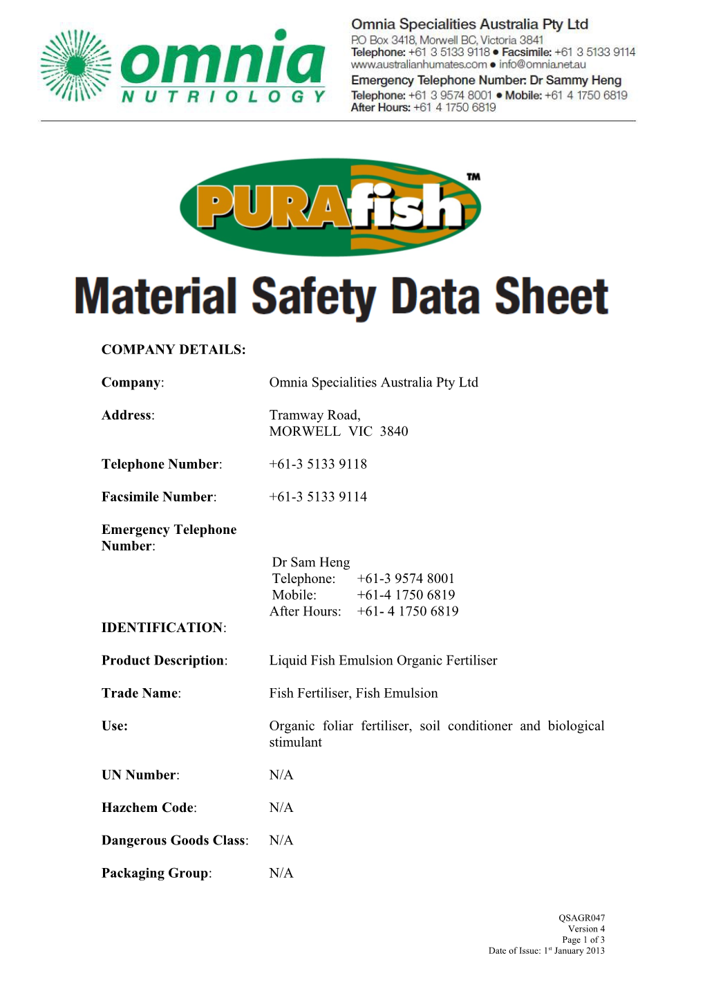 Material Safety Data Sheet s81