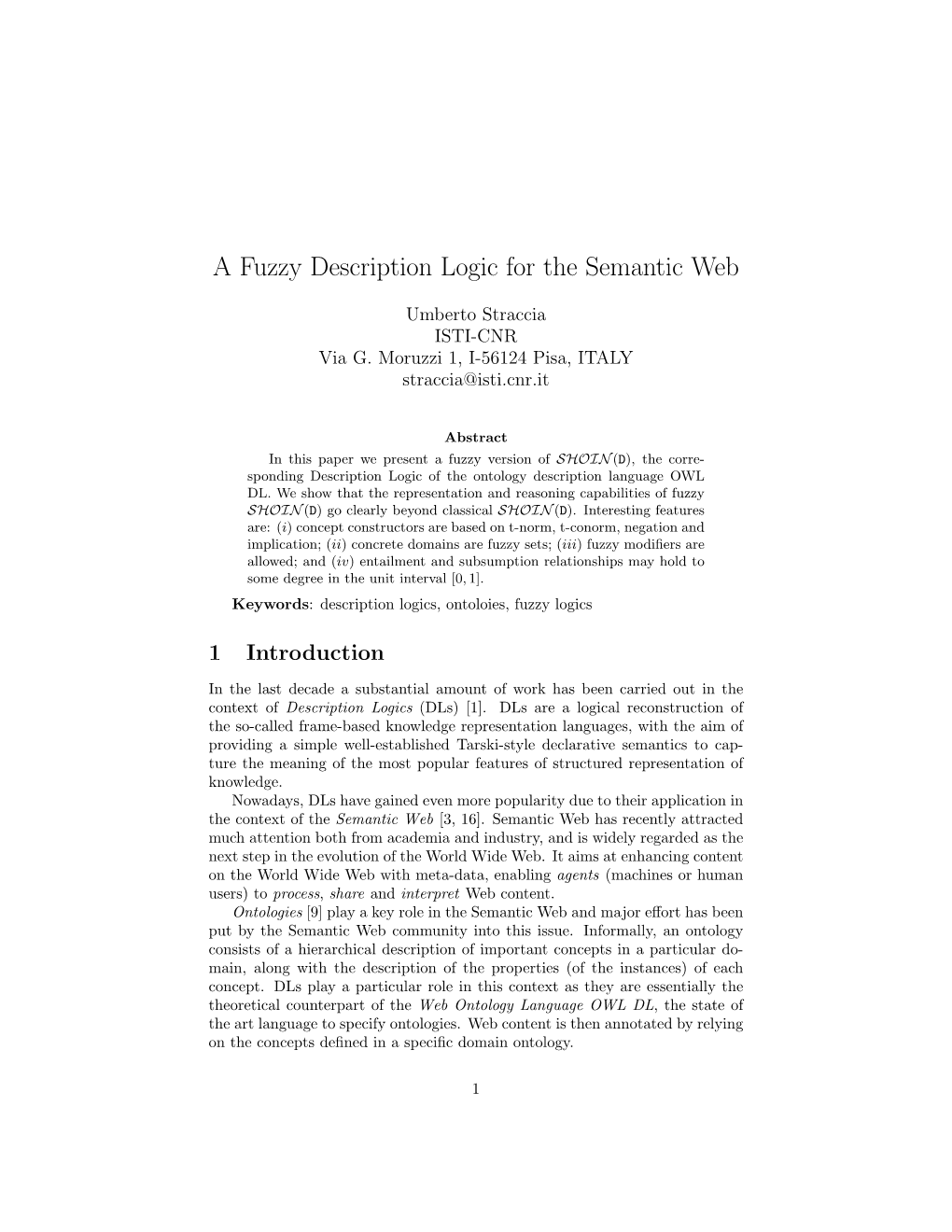 A Fuzzy Description Logic for the Semantic Web