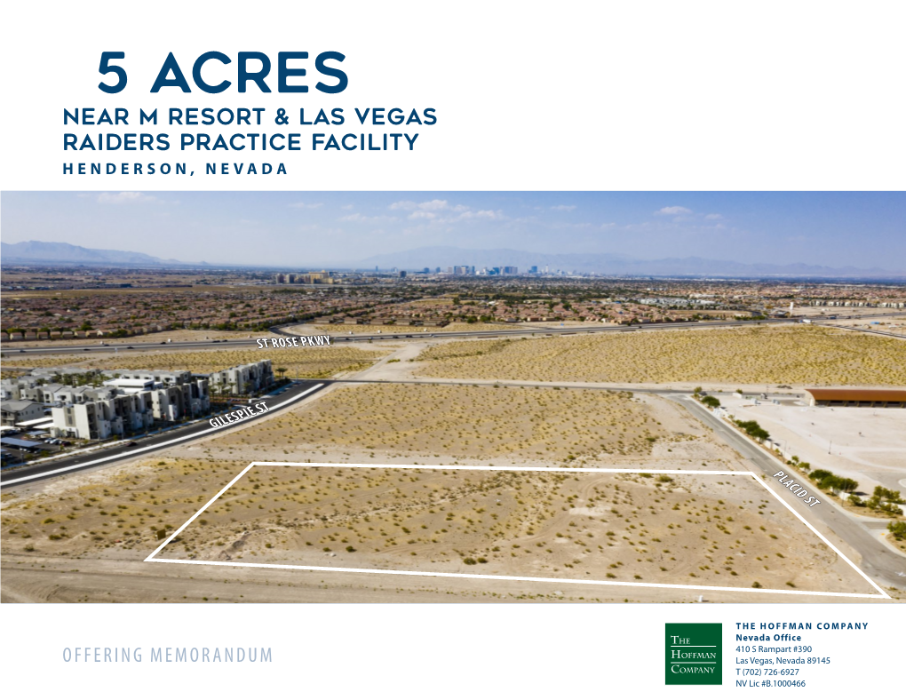 ±5 Acres Near M Resort & Las Vegas Raiders Practice Facility Henderson, Nevada