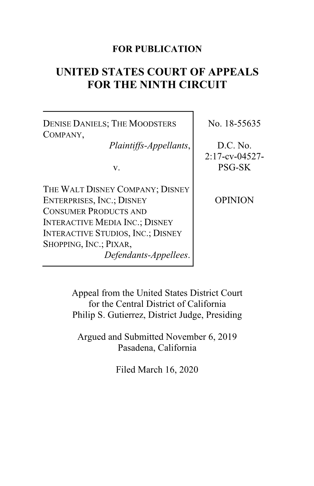 Daniels V. the Walt Disney Co