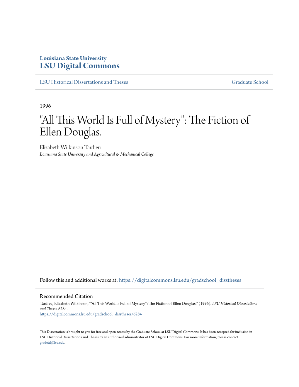 The Fiction of Ellen Douglas