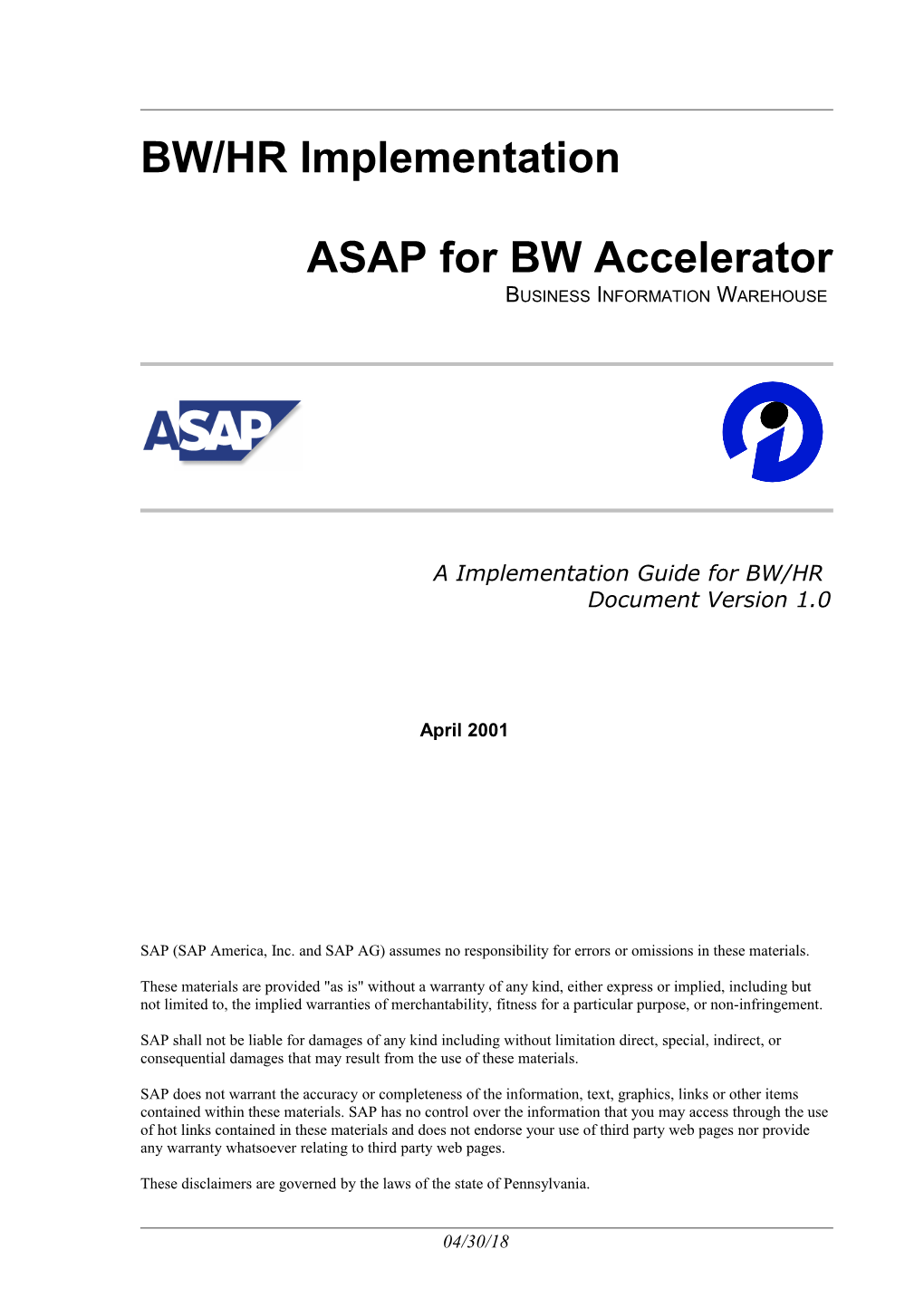 ASAP for BW Accelerator