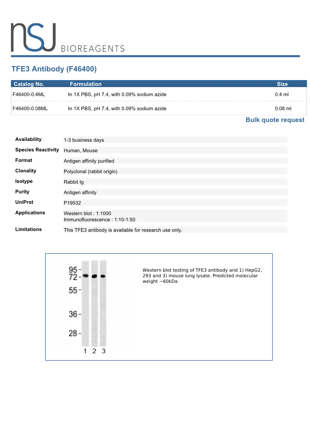 TFE3 Antibody (F46400)