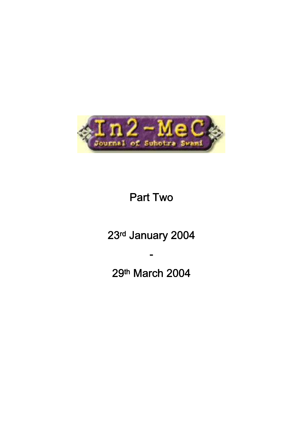 Part Two 23Rd January 2004 January 2004