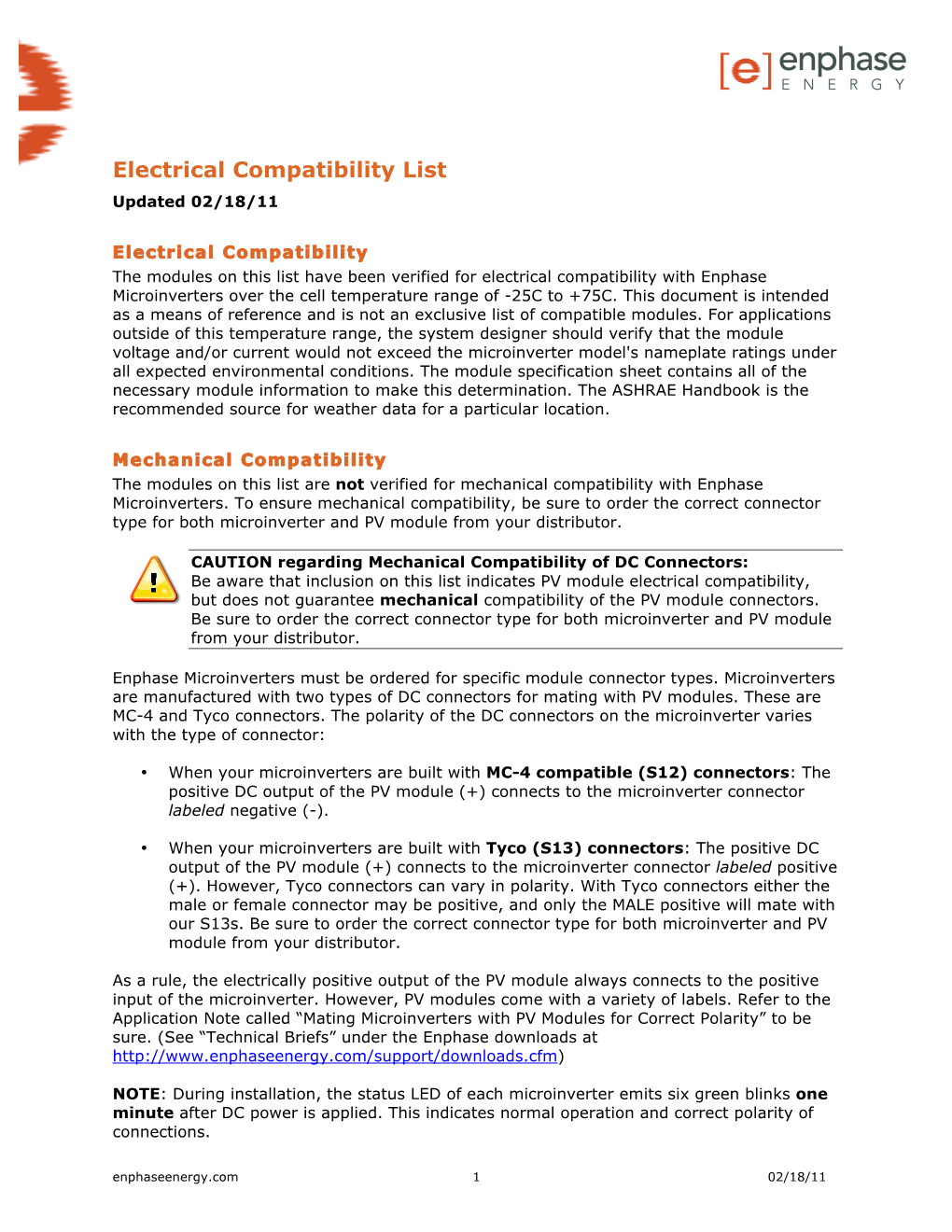 Enphase Module Compatibility List