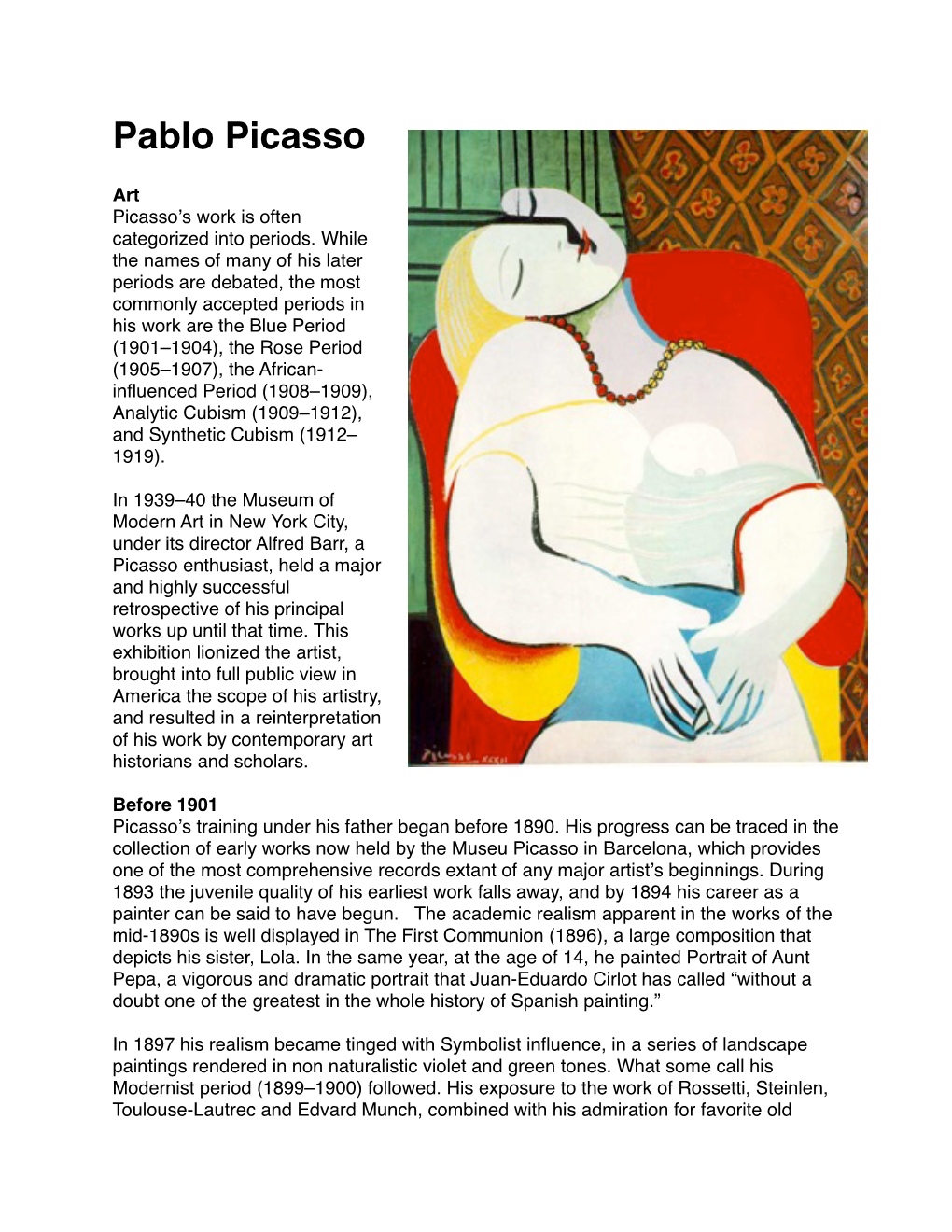 Picasso Lesson