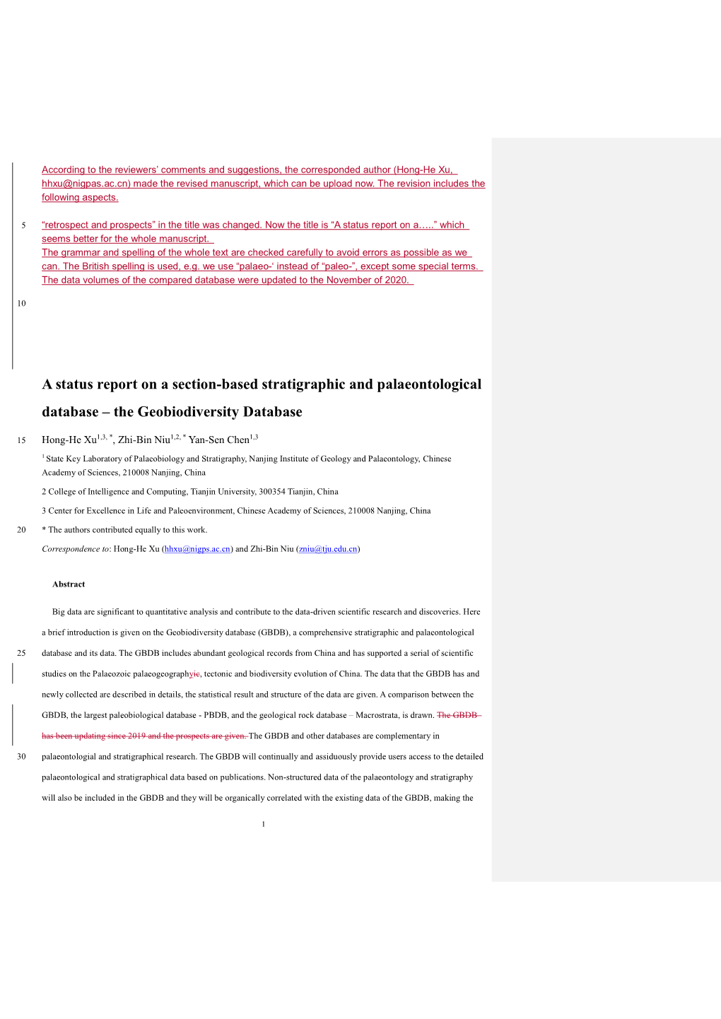 A Status Report on a Section-Based Stratigraphic and Palaeontological Database – the Geobiodiversity Database