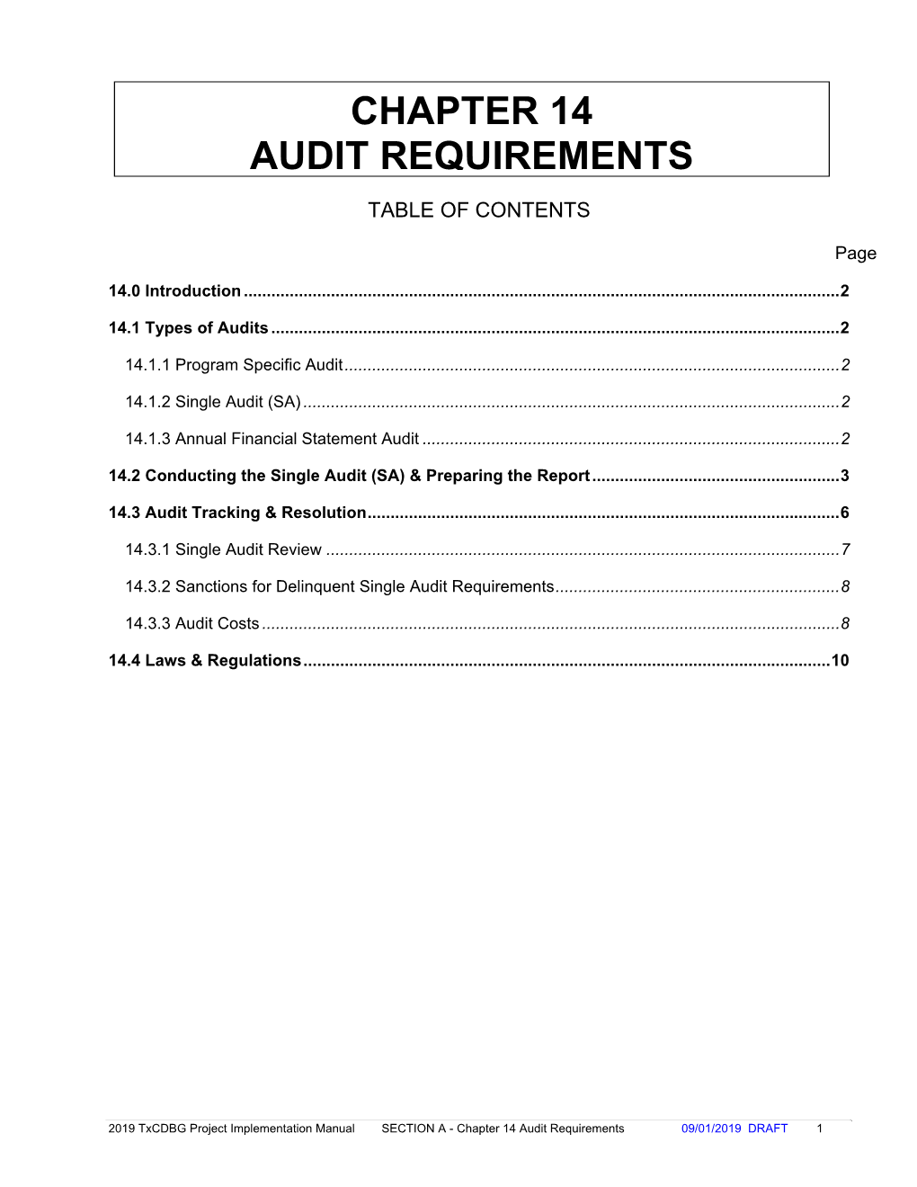 Chapter 14 Audit Requirements