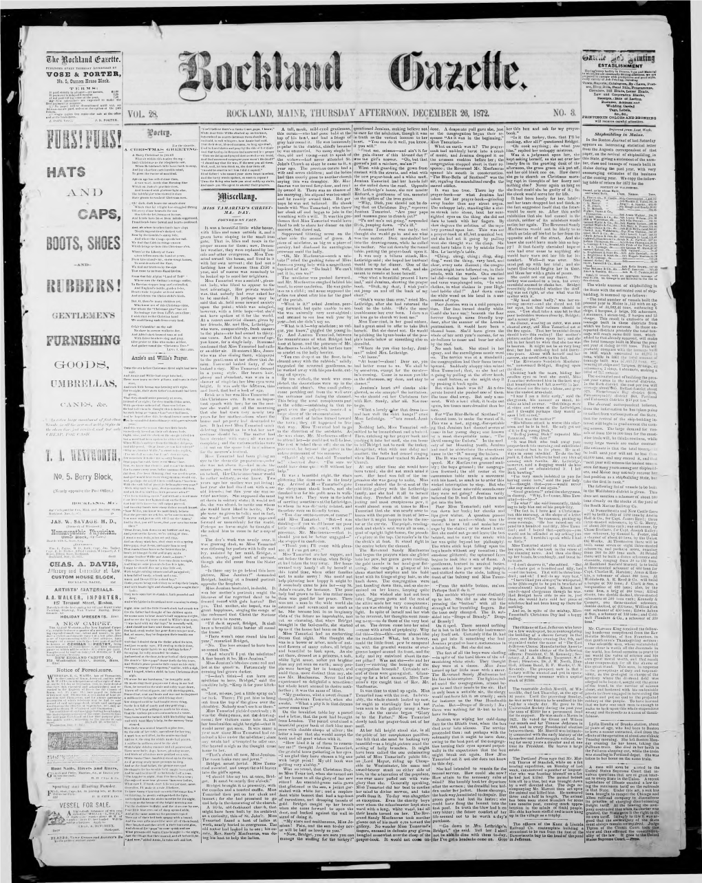 Rockland Gazette : December 26, 1872