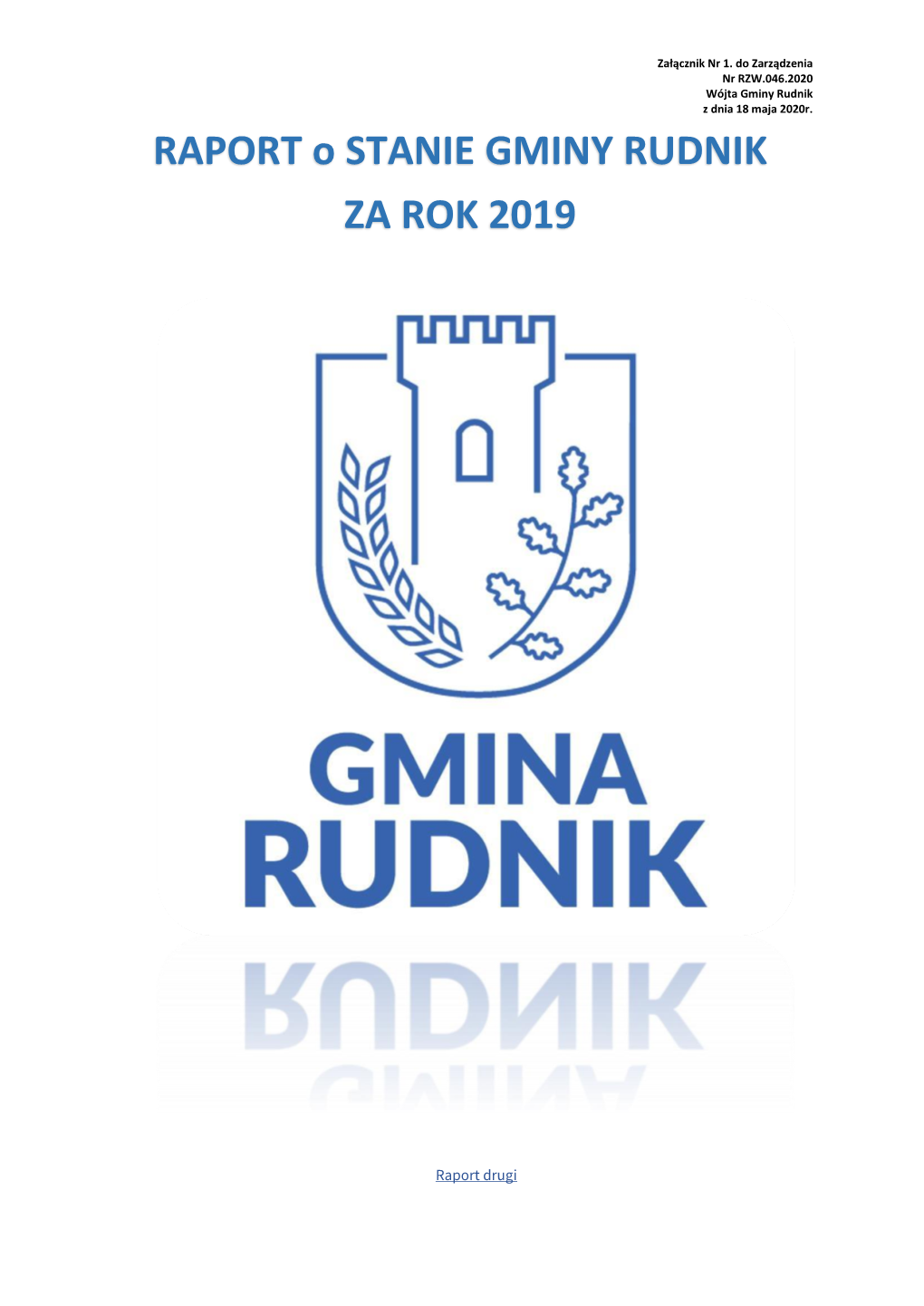 RAPORT O STANIE GMINY RUDNIK ZA ROK 2019