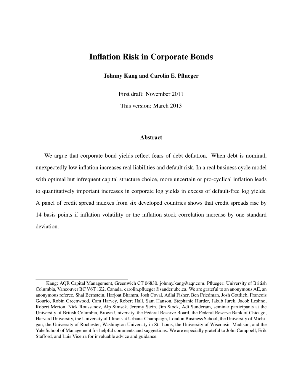 Inflation Risk in Corporate Bonds